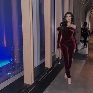 House of CB Velvet Jumpsuit - size small